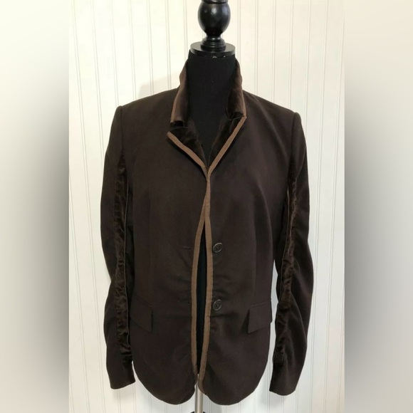 Lea Rome Brown Blazer Jacket Womens Size Large 12 42 Made in France Equestrian - Picture 2 of 11